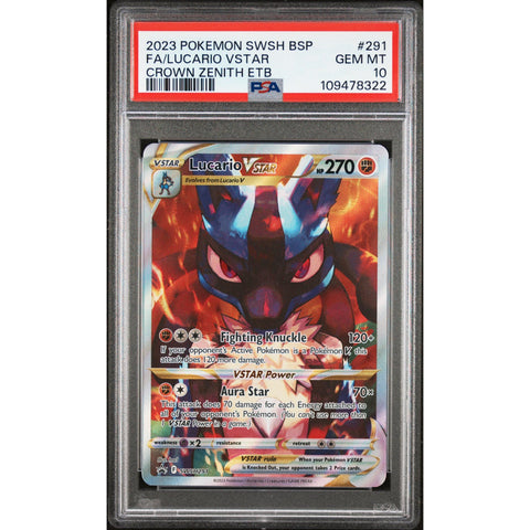 2023 POKEMON CROWN ZENITH LUCARIO VSTAR PROMO SWSH291 PSA 10