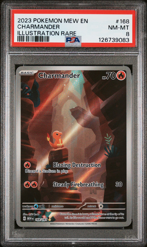 2023 POKEMON 151 CHARMANDER ILLUSTRATION RARE 168/165 PSA 8
