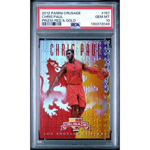 2012 PANINI PANINI CRUSADE PRIZM CHRIS PAUL RED & GOLD 157 PSA 10
