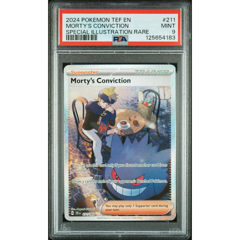 2024 POKEMON TEMPORAL FORCES MORTY'S CONVICTION 211/162 PSA 9