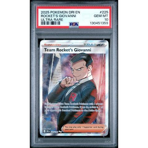 2025 POKEMON DESTINED RIVALS TEAM ROCKET'S GIOVANNI 225/182 PSA 10