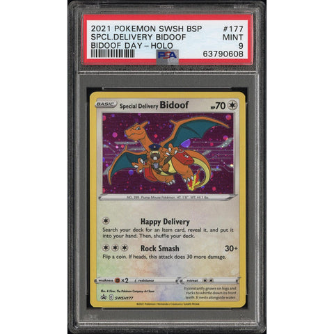 2021 POKEMON SWSH PROMO SPECIAL DELIVERY BIDOOF HOLO SWSH177 PSA 9