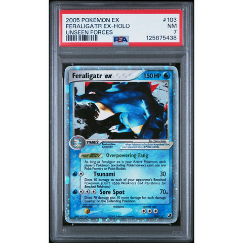 2005 POKEMON UNSEEN FORCES FERALIGATR EX 103/115 PSA 7