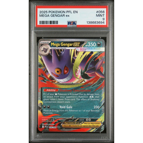 2025 POKEMON PFL EN-PHANTASMAL FLAMES MEGA GENGAR EX 056/094 PSA 9