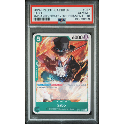 2024 ONE PIECE 2ND OP09 ANNIVERSARY TOURNAMENT SABO OP09-027 PSA 10