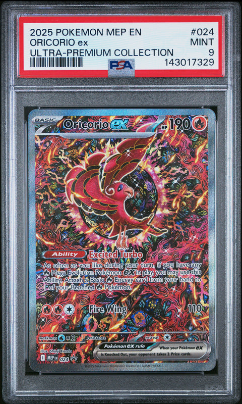 2025 POKEMON ORICORIO EX MEGA CHARIZARD X ULTRA-PREMIUM COLLECTION MEP 024 PSA 9