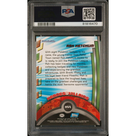 2000 POKEMON TOPPS ANIMATION SERIES 2 ASH KETCHUM HV1 PSA 8