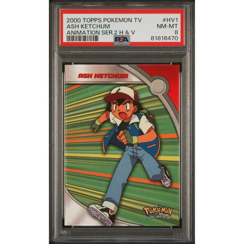 2000 POKEMON TOPPS ANIMATION SERIES 2 ASH KETCHUM HV1 PSA 8