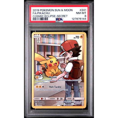 2019 POKEMON COSMIC ECLIPSE PIKACHU SECRET 241/236 PSA 8