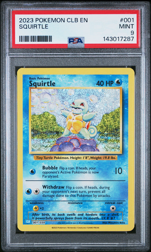 2023 POKEMON SQUIRTLE CLB 001/034 PSA 9