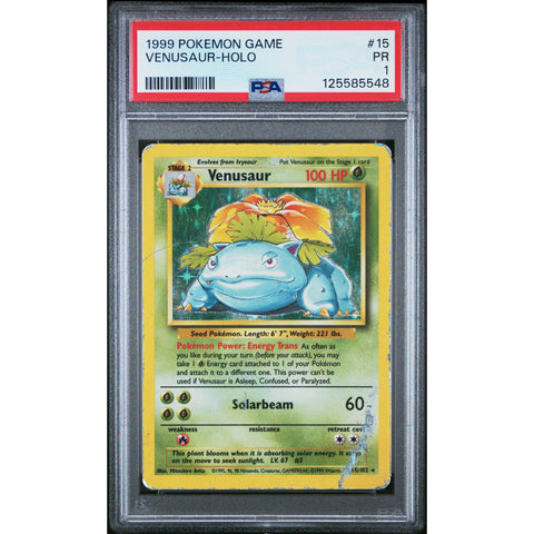 1999 POKEMON BASE SET VENUSAUR HOLO 15/102 PSA 1