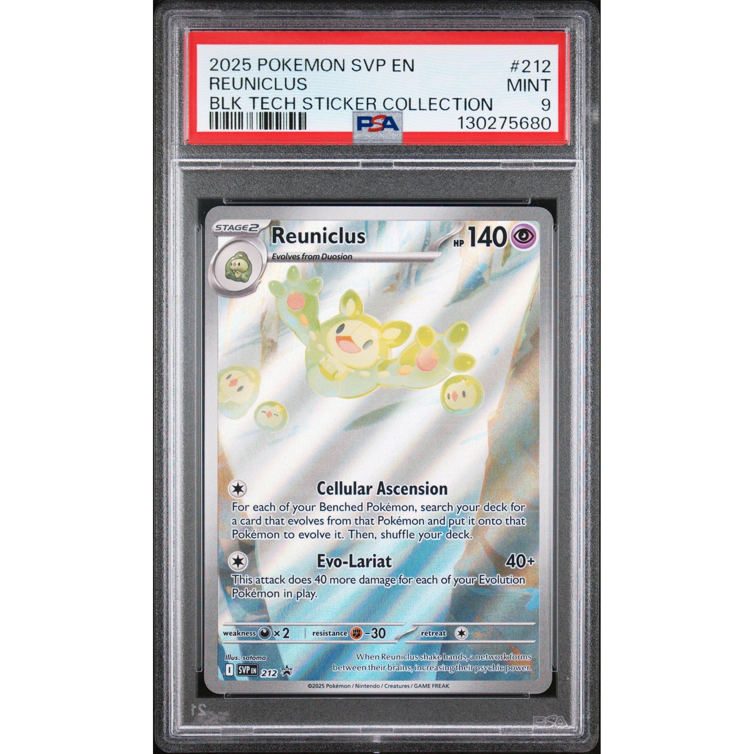2025 POKEMON REUNICLUS BLACK BOLT TECH STICKER COLLECTION SVP212 PSA 9 ...