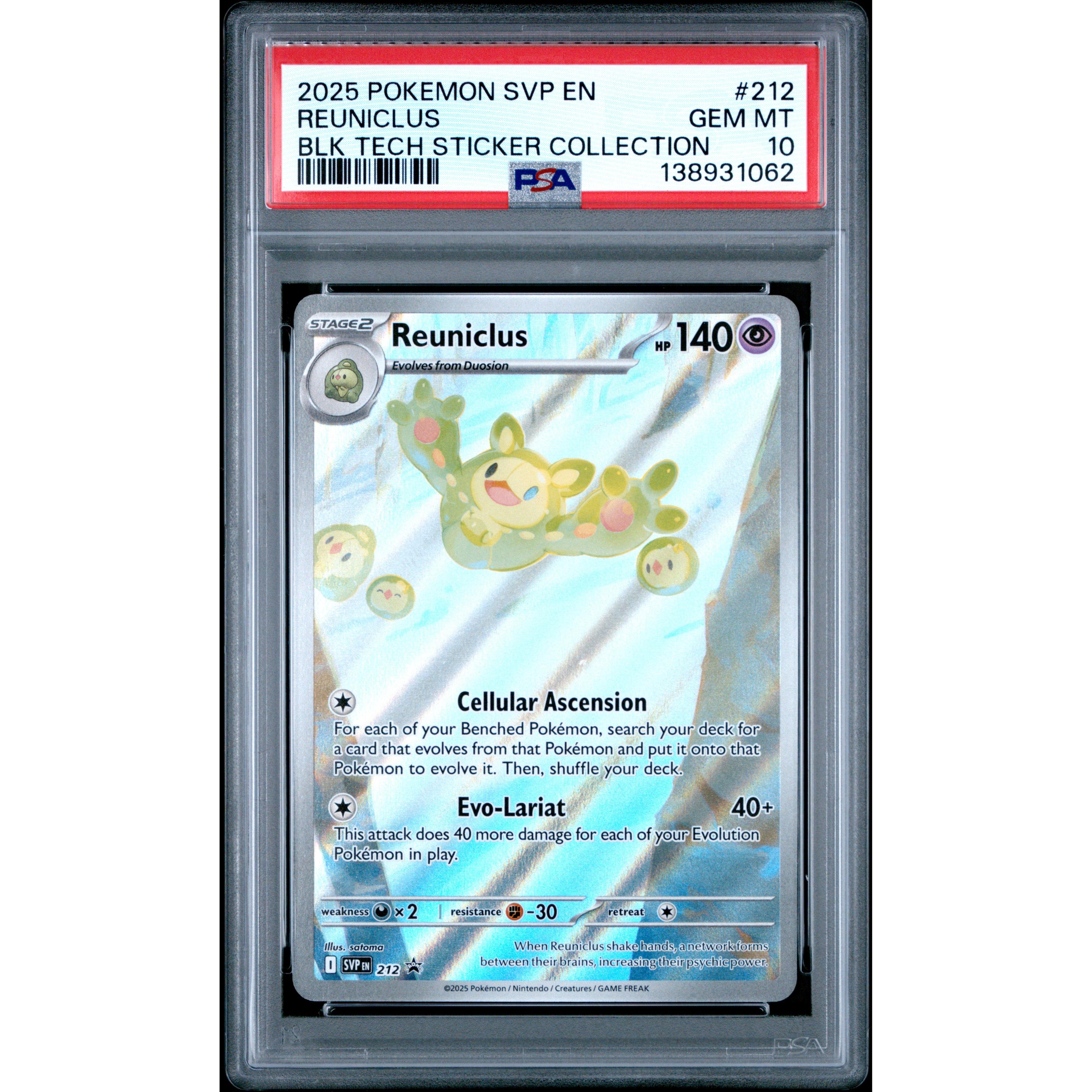 2025 POKEMON REUNICLUS BLACK BOLT TECH STICKER COLLECTION SVP212 PSA 1 ...