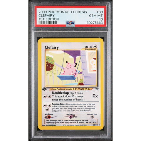 2000 POKEMON NEO GENESIS 1ST EDITION CLEFAIRY 30/111 PSA 10