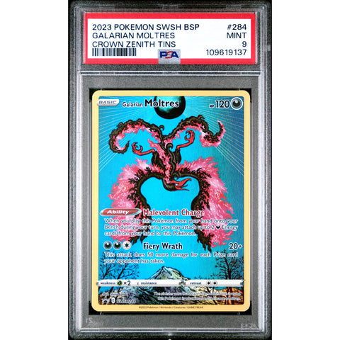 2023 POKEMON GALARIAN MOLTRES CROWN ZENITH TIN 284/159 PSA 9