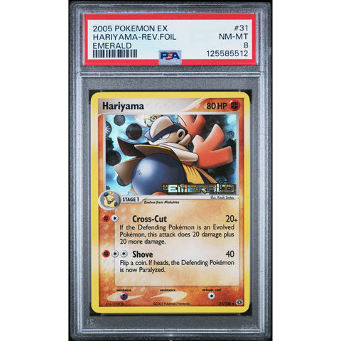 2005 POKEMON EX EMERALD HARIYAMA REVERSE FOIL 31/106 PSA 8