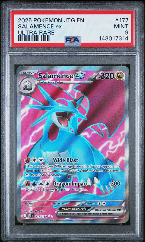 2025 POKEMON JTG EN-JOURNEY TOGETHER SALAMENCE EX ULTRA RARE 177/159 PSA 9