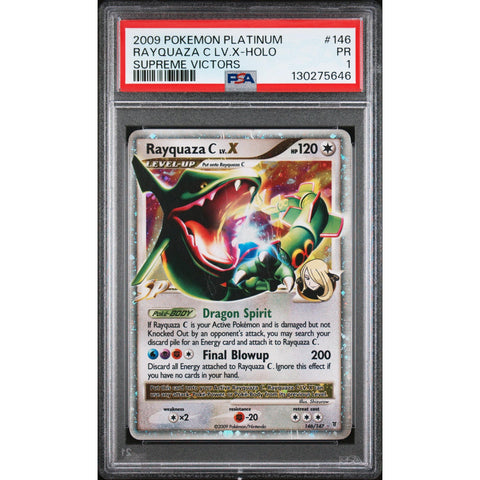 2009 POKEMON SUPREME VICTORS RAYQUAZA C LV.X HOLO 146/147 PSA 1
