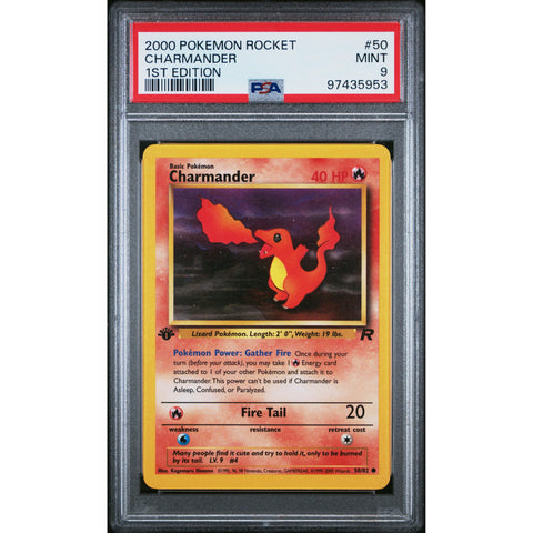 2000 POKEMON ROCKET CHARMANDER 1ST EDITION 50 PSA 9