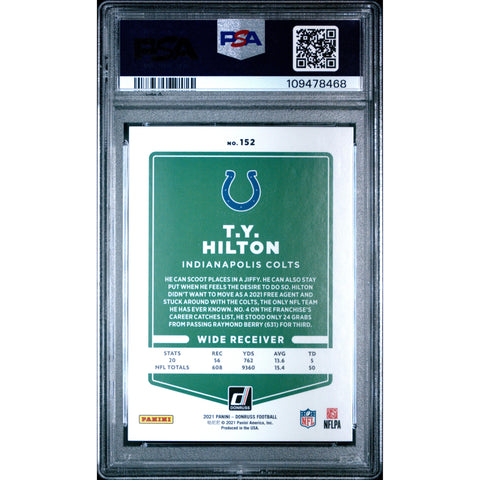 2021 SPORTS DONRUSS FOOTBALL T.Y HILTON PRESS PROOF SILVER 152 PSA 9
