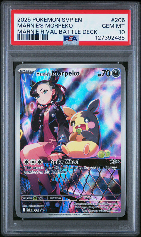 2025 POKEMON PROMO MARNIE'S MORPEKO MARNIE RIVAL BATTLE DECK SVP206 PSA 10