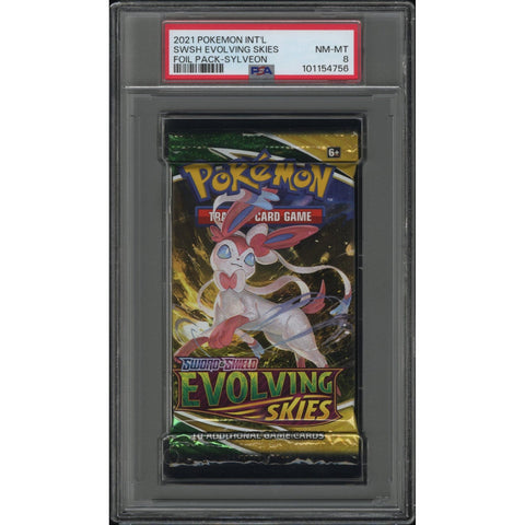 sylveon pokemon card pack 2021 POKEMON EVOLVING SKIES BOOSTER PACK PACK SYLVEON ART PSA 8 – Kollecter