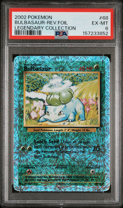2002 POKEMON LEGENDARY COLL. BULBASAUR REVERSE HOLO 68 PSA 6