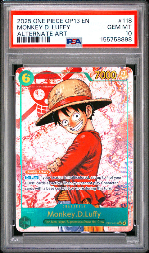 2025 ONE PIECE MONKEY D. LUFFY ALTERNATE ART 118 PSA 10 – Kollecter