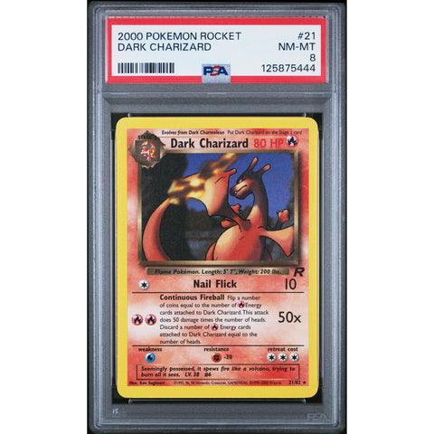 2000 POKEMON ROCKET DARK CHARIZARD 21/82 PSA 8