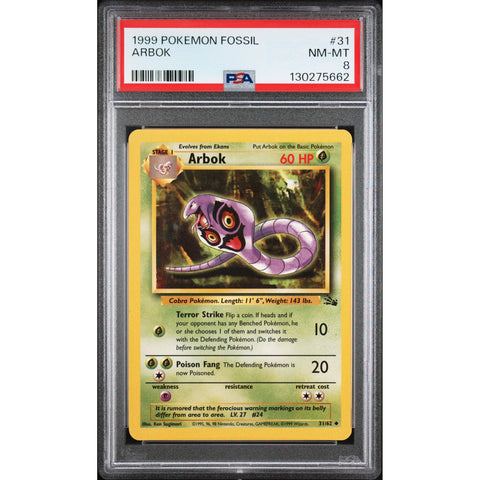 1999 POKEMON FOSSIL ARBOK 31/62 PSA 8