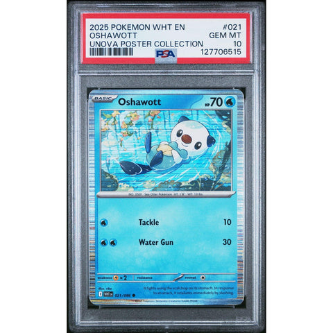 2025 POKEMON WHITE FLARE OSHAWOTT UNOVA POSTER COLLECTION 021/086 PSA 10