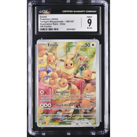 2024 POKEMON TWILIGHT MASQUERADE EEVEE ERROR OFF CENTER 188/167 CGC 9