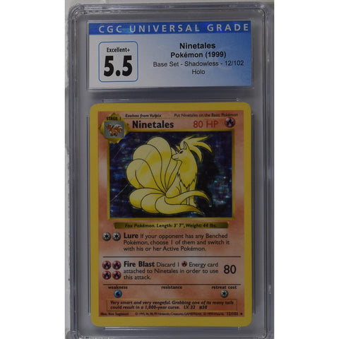 1999 POKEMON SHADOWLESS NINETALES HOLO 12/102 CGC 5.5
