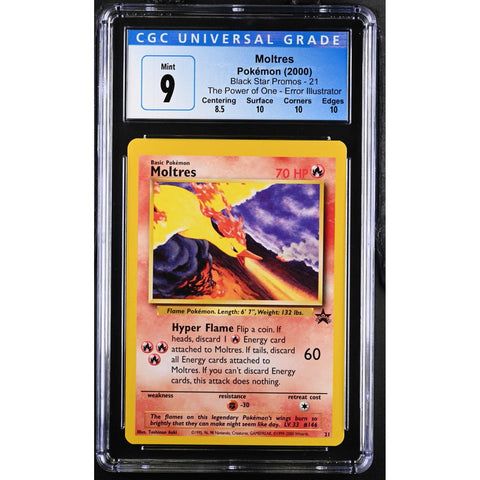 2000 POKEMON MOLTRES THE POWER OF ONE ERROR ILLUSTRATOR 21 CGC 9