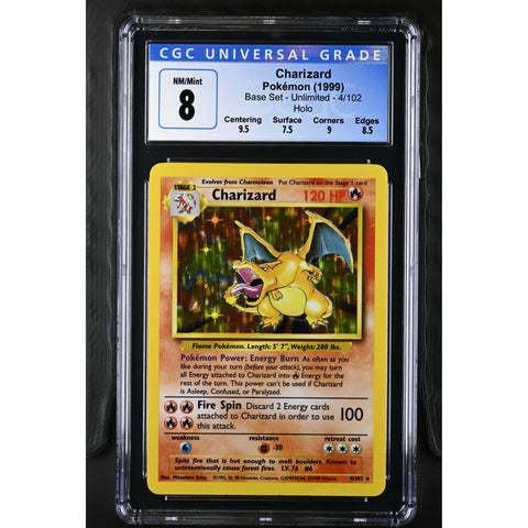 1999 POKEMON BASE SET CHARIZARD 4/102 CGC 8