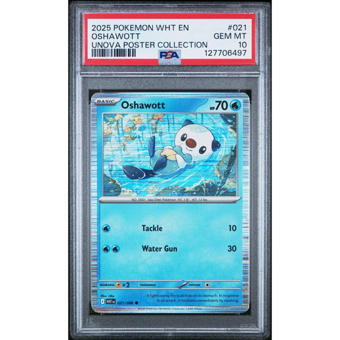 2025 POKEMON WHITE FLARE OSHAWOTT UNOVA POSTER COLLECTION 021/086 PSA 10