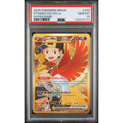 2025 POKEMON DRI EN-DESTINED RIVALS ETHAN'S HO-OH EX HYPER RARE 239/182 PSA 10