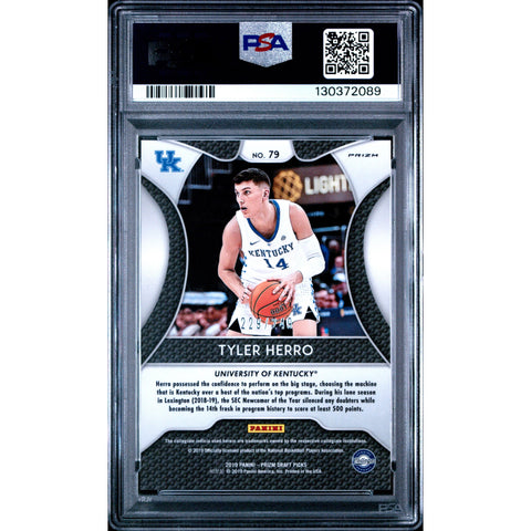 2019 PANINI PANINI PRIZM DRAFT PICKS TYLER HERRO GREEN/YELLOW PRIZM 79 PSA 10