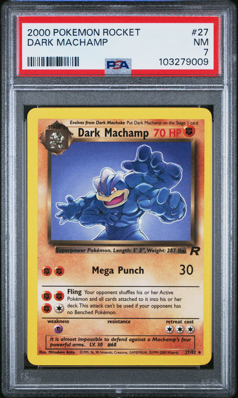 2000 POKEMON ROCKET DARK MACHAMP 27/82 PSA 7