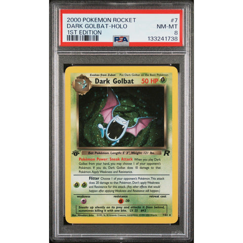 2000 POKEMON ROCKET DARK GOLBAT HOLO 1ST EDITION 7/82 PSA 8