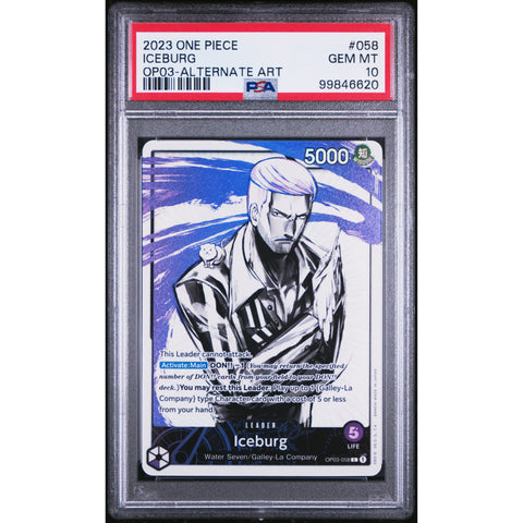 2023 ONE PIECE PILLARS OF STRENGTH ICEBURG LEADER ALT OP03-058 PSA 10