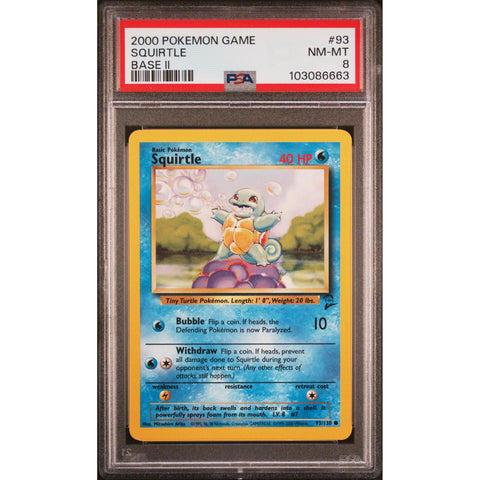 2000 POKEMON BASE II SQUIRTLE 93/130 PSA 8