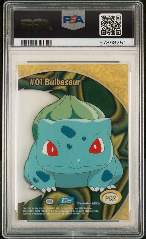 2000 POKEMON TOPPS TV ANIMATION CLEAR CARDS BULBASAUR PC2 PSA 10