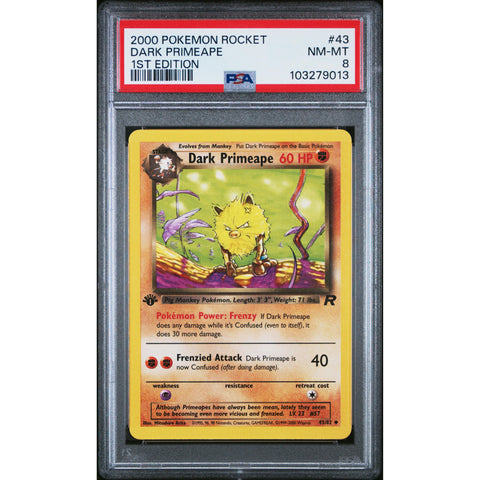 2000 POKEMON ROCKET 1ST EDITION DARK PRIMEAPE 43/82 PSA 8 1