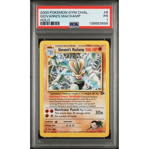 2000 POKEMON GYM CHALLENGE GIOVANNI'S MACHAMP HOLO 6/132 PSA 1