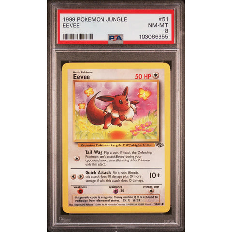 1999 POKEMON JUNGLE EEVEE 51/64 PSA 8 3