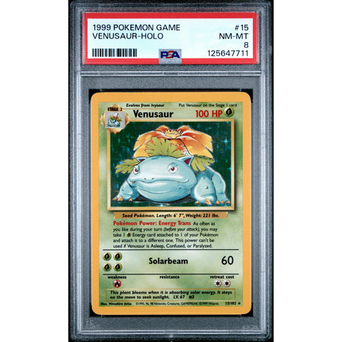 1999 POKEMON GAME VENUSAUR 15/102 PSA 8
