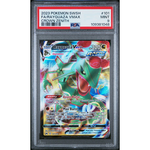 2023 POKEMON SWORD SHIELD CROWN ZENITH RAYQUAZA VMAX 101/159 PSA 9