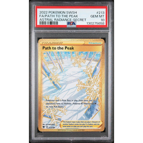 2022 POKEMON ASTRAL RADIANCE PATH TO THE PEAK SECRET 213/189 PSA 10