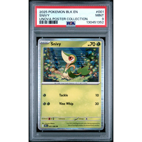 2025 POKEMON BLACK BOLT SNIVY UNOVA POSTER COLLECTION 001/086 PSA 9